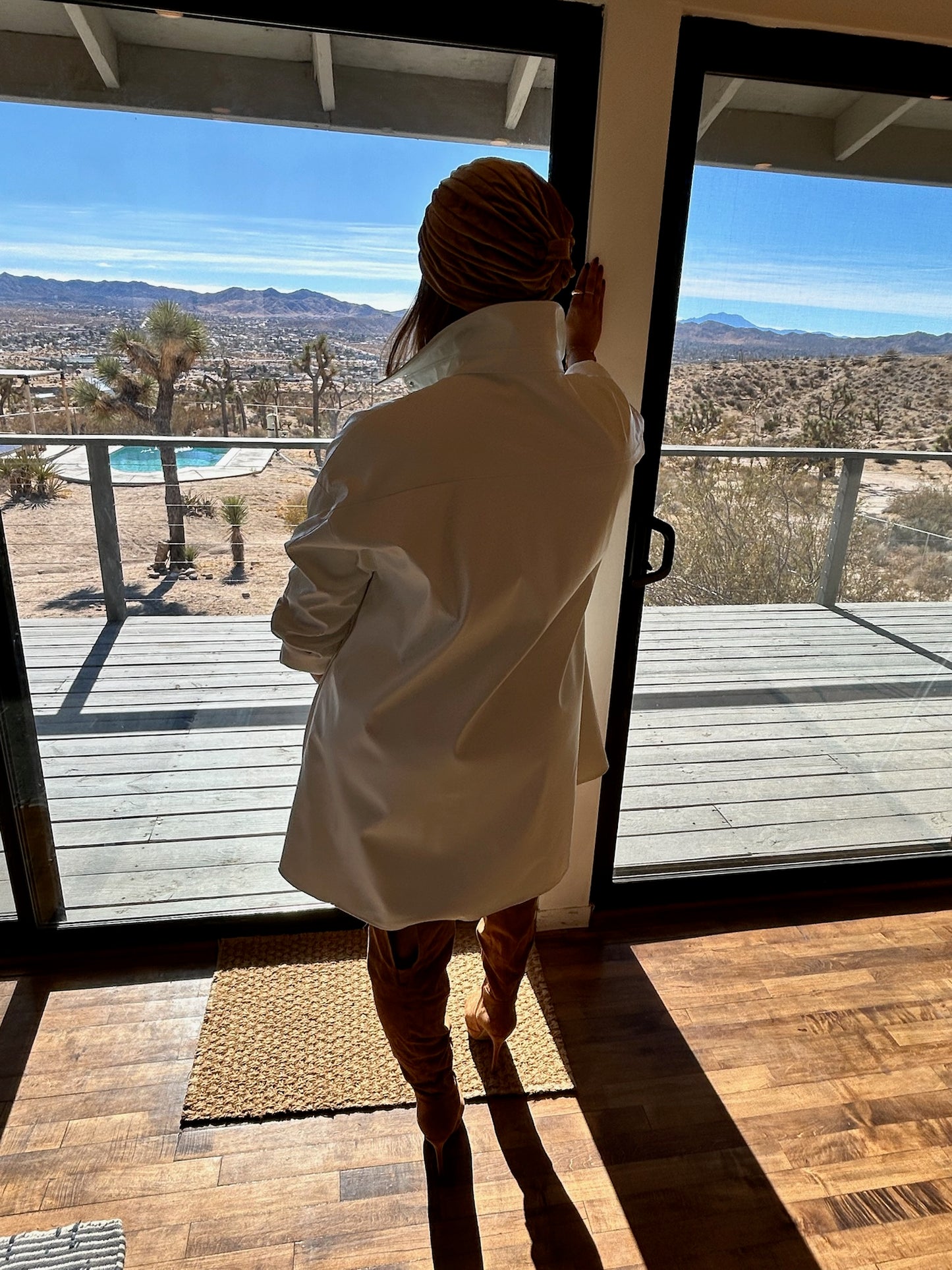 Ivory Faux Leather Shirt Dress